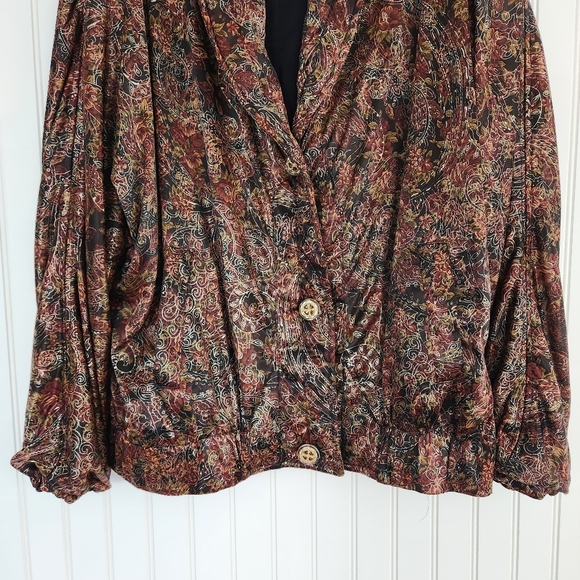 Vintage Pacific I.D. Floral Puffer Button Front Blazer Jacket OS - Picture 3 of 7